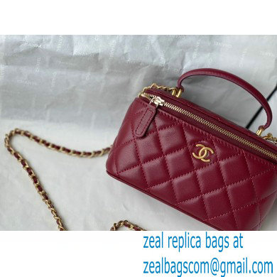 chanel Lambskin & Gold-Tone Metal burgundy Vanity with Chain